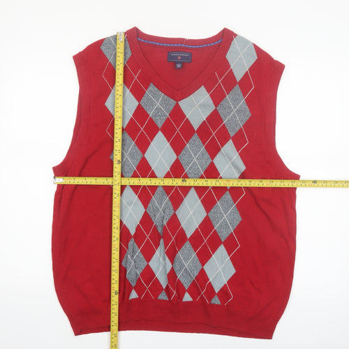 Saddlebred Men’s Red Argyle Sleeveless Cotton Knit Vest L
