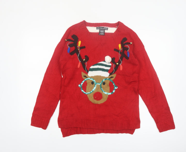 United States Sweaters Womens Red Christmas Reindeer Jumper Size S