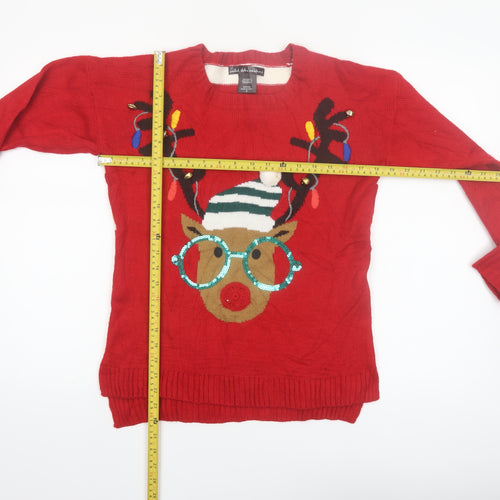 United States Sweaters Womens Red Christmas Reindeer Jumper Size S