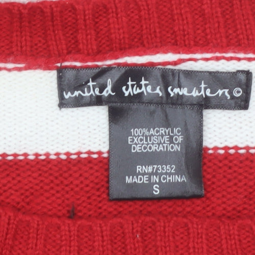 United States Sweaters Womens Red Christmas Reindeer Jumper Size S