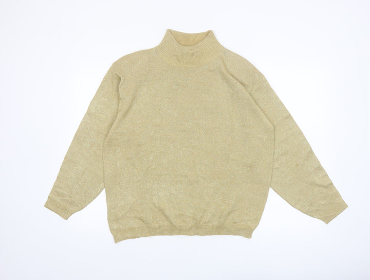 LISE J. Women’s Beige Mock Neck Long Sleeve Pullover Jumper Size L