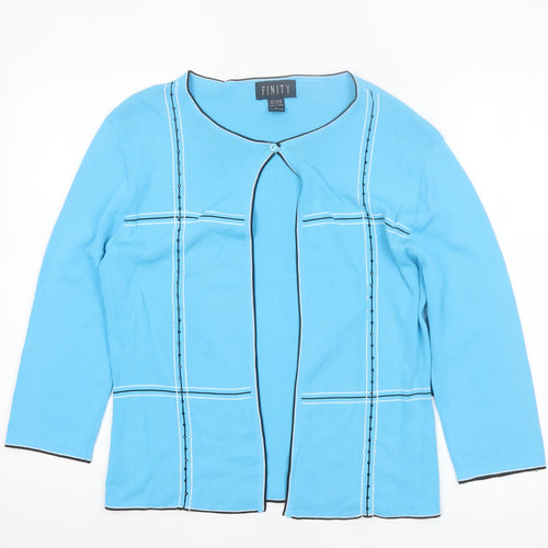 FINITY Women’s Blue Rayon Knit Cardigan XL Lightweight 3/4 Sleeve
