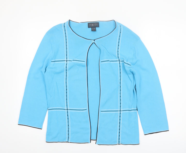 FINITY Women’s Blue Rayon Knit Cardigan XL Lightweight 3/4 Sleeve