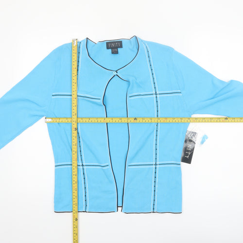 FINITY Women’s Blue Rayon Knit Cardigan XL Lightweight 3/4 Sleeve
