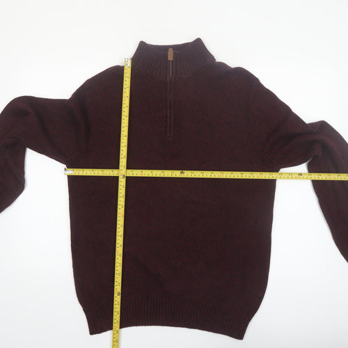 St. John’s Bay Men Brown Cotton Half Zip Jumper Size M