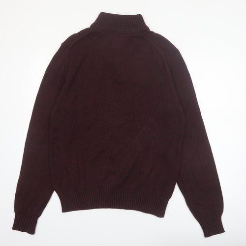 St. John’s Bay Men Brown Cotton Half Zip Jumper Size M