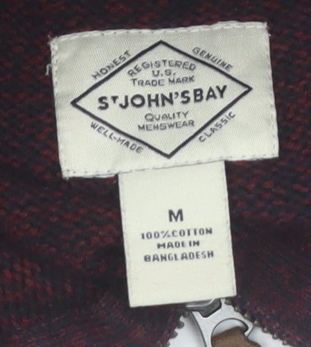 St. John’s Bay Men Brown Cotton Half Zip Jumper Size M