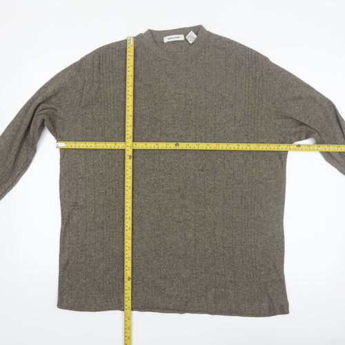 Pierre Cardin Men's Grey Cotton Blend Crew Neck Jumper Size M