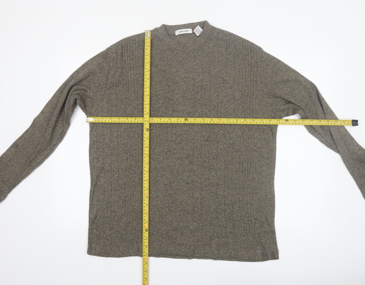 Pierre Cardin Men's Grey Cotton Blend Crew Neck Jumper Size M