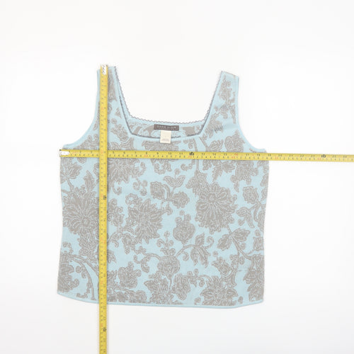 Sigrid Olsen Women's Blue Floral Silk Blend Sleeveless Tank Top Size L