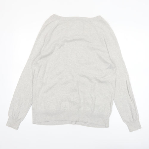 Jack Wills Womens Grey Cardigan Knitwear UK 14 Cotton Cashmere Blend