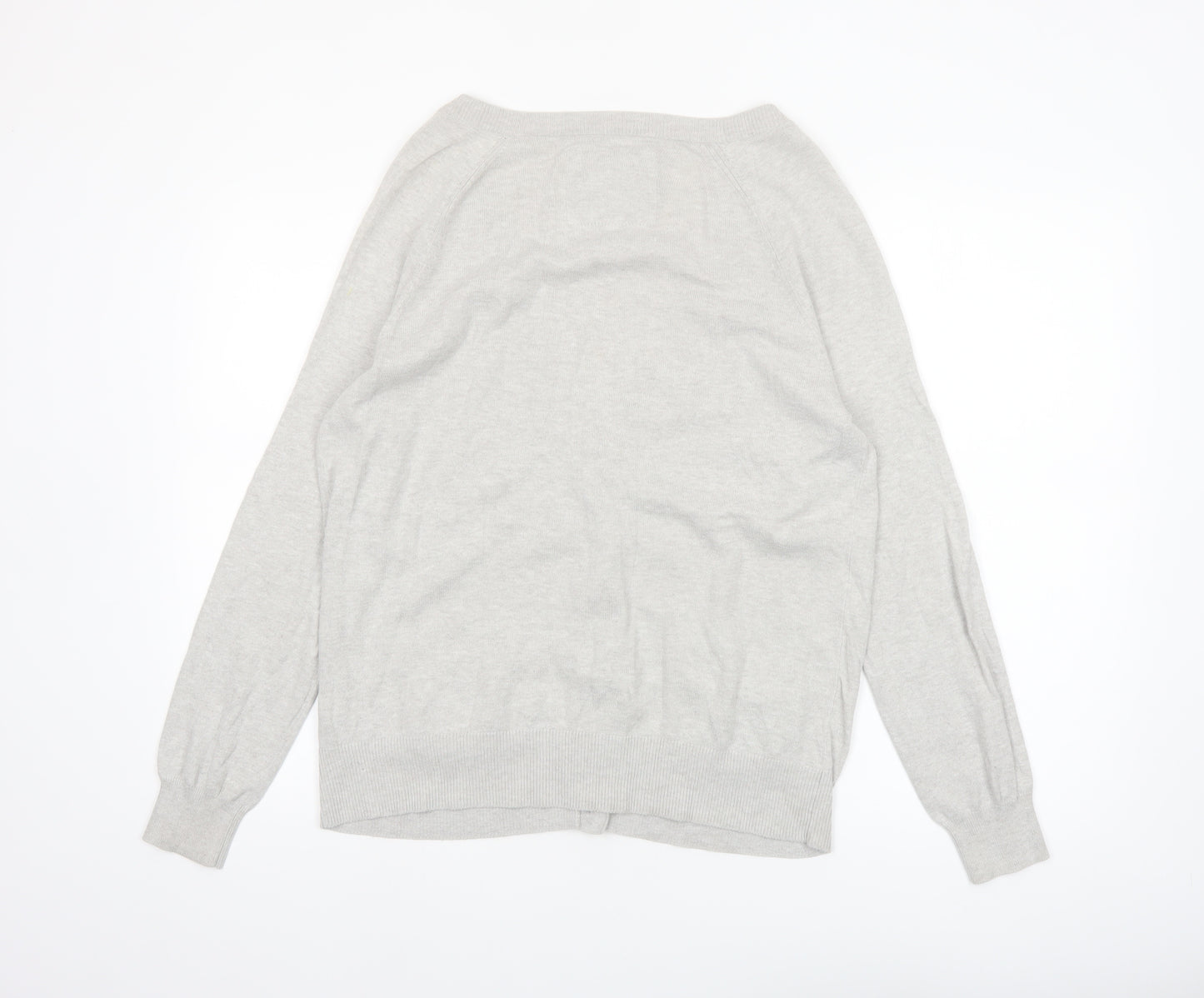 Jack Wills Womens Grey Cardigan Knitwear UK 14 Cotton Cashmere Blend