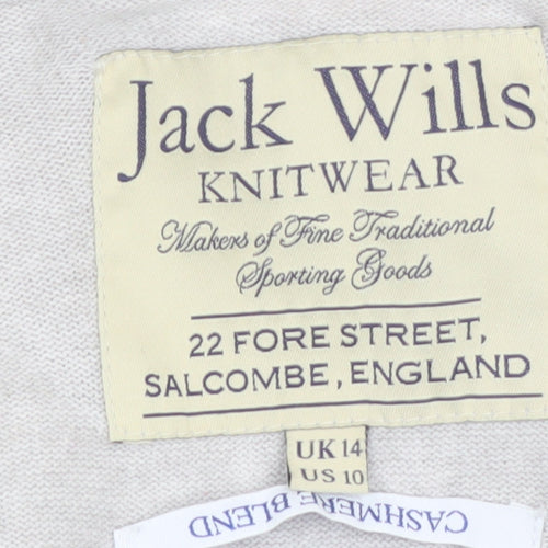 Jack Wills Womens Grey Cardigan Knitwear UK 14 Cotton Cashmere Blend