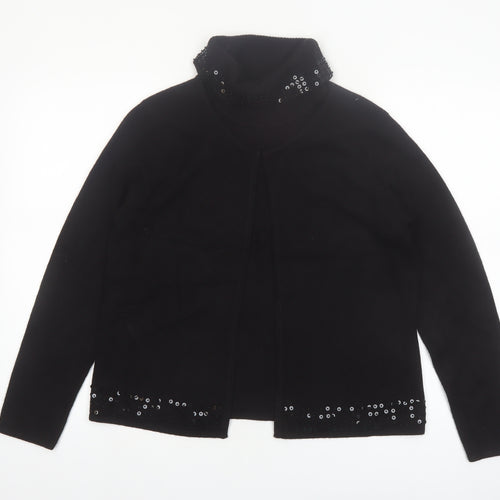 Norton McNaughton Womens Black Sequin Roll Neck Cardigan M