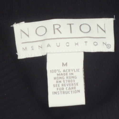 Norton McNaughton Womens Black Sequin Roll Neck Cardigan M