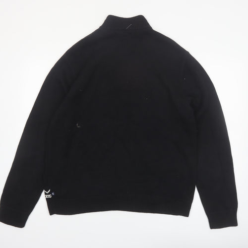 Chaps Men's Black Cotton Fair Isle 1/4 Zip Jumper L