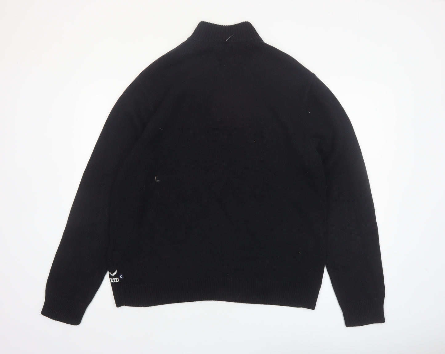 Chaps Men's Black Cotton Fair Isle 1/4 Zip Jumper L