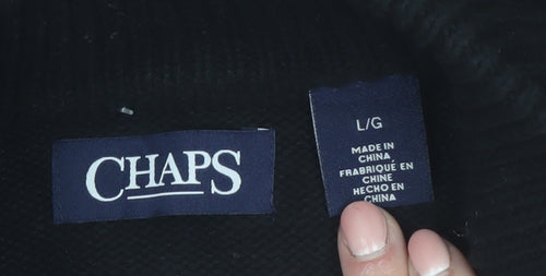 Chaps Men's Black Cotton Fair Isle 1/4 Zip Jumper L