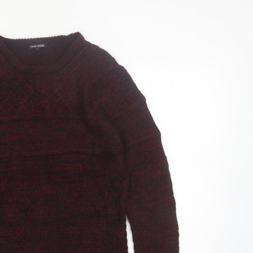 Avail Mode Men's Red Knit Crew Neck Cable Pullover Jumper L