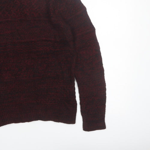 Avail Mode Men's Red Knit Crew Neck Cable Pullover Jumper L