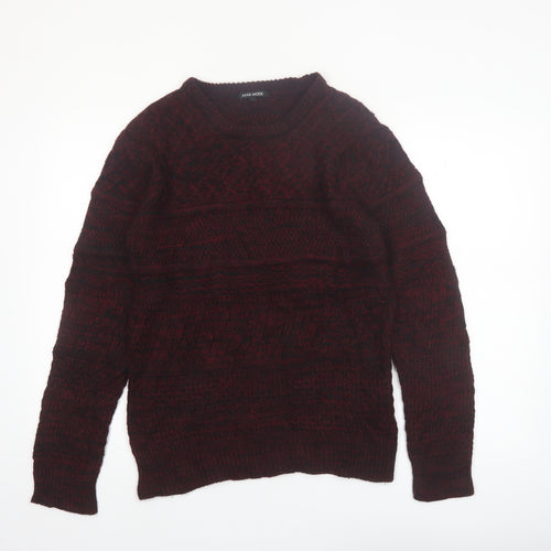 Avail Mode Men's Red Knit Crew Neck Cable Pullover Jumper L