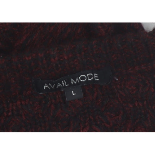 Avail Mode Men's Red Knit Crew Neck Cable Pullover Jumper L
