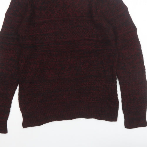 Avail Mode Men's Red Knit Crew Neck Cable Pullover Jumper L