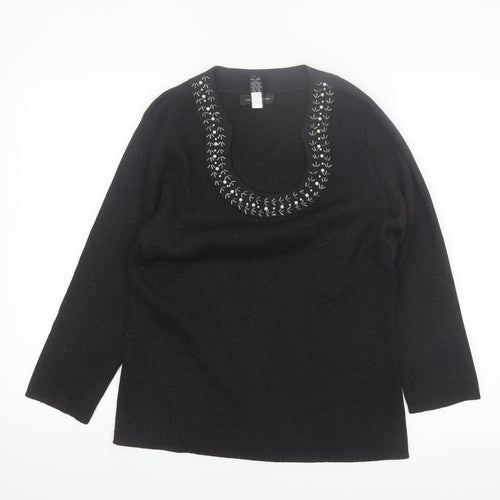 Cable & Gauge Women's Black Silk Blend Scoop Neck Jumper L