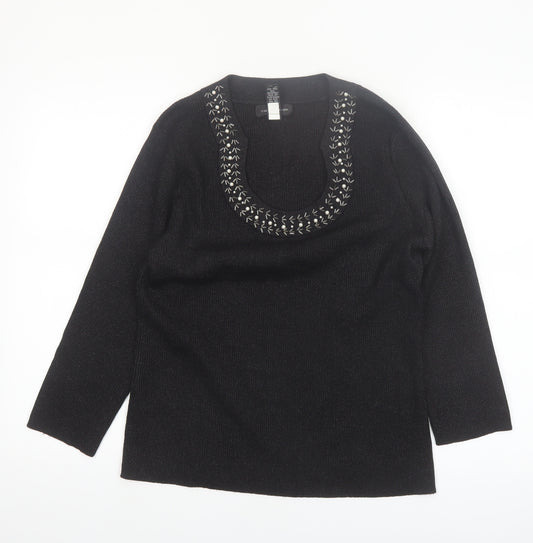 Cable & Gauge Women's Black Silk Blend Scoop Neck Jumper L