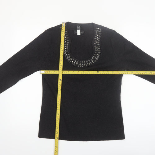 Cable & Gauge Women's Black Silk Blend Scoop Neck Jumper L