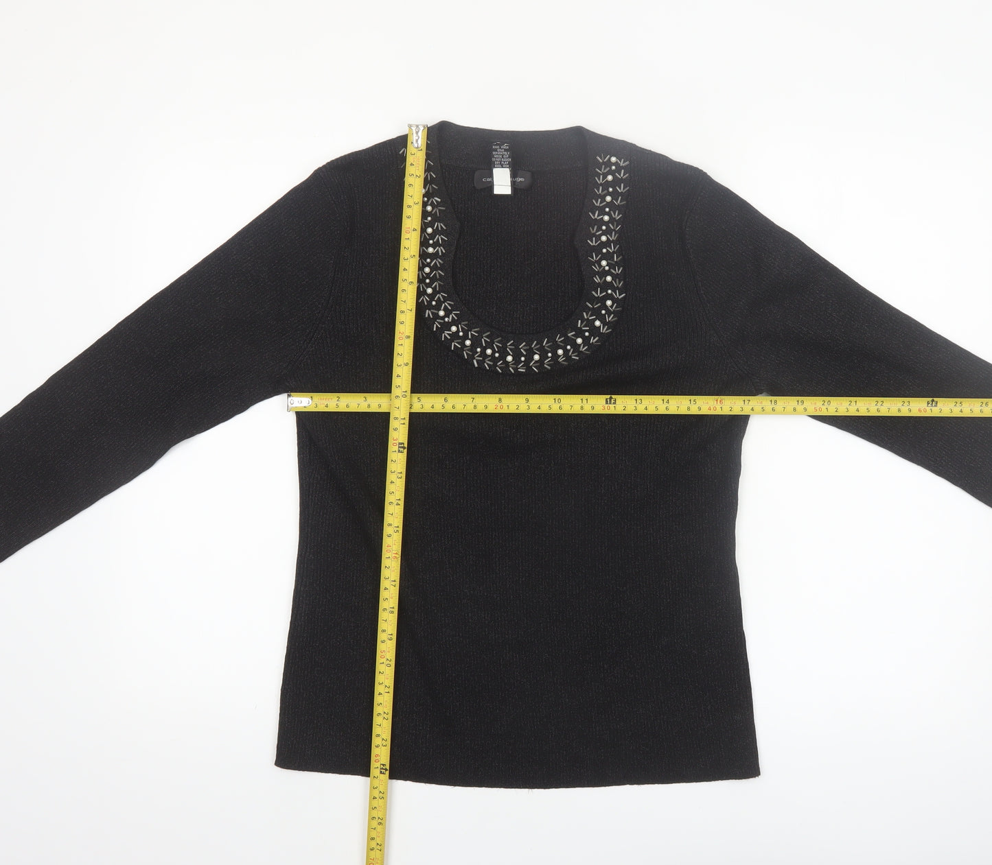 Cable & Gauge Women's Black Silk Blend Scoop Neck Jumper L