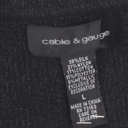 Cable & Gauge Women's Black Silk Blend Scoop Neck Jumper L