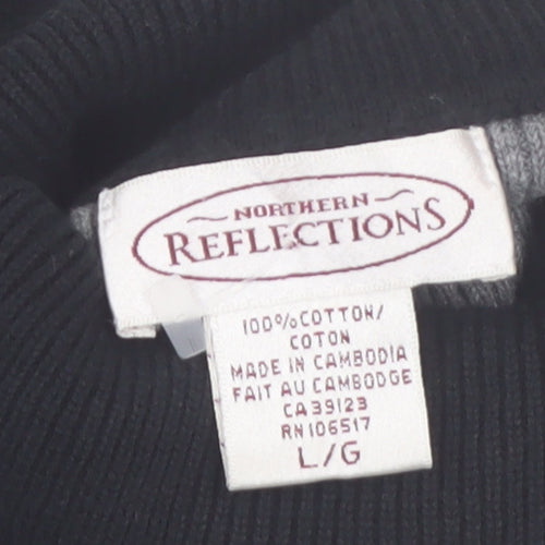 Northern Reflections Women’s Black Striped Roll Neck Cotton Jumper Size L