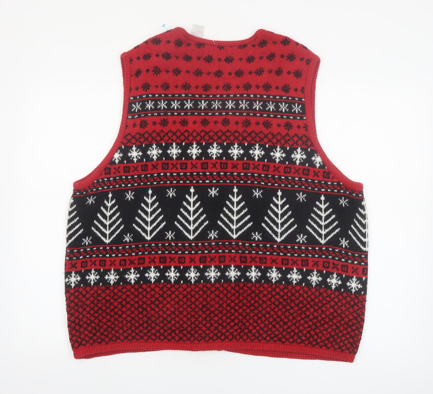 Liz Claiborne Womens Red Fair Isle Knit Sleeveless Zip Vest Size S