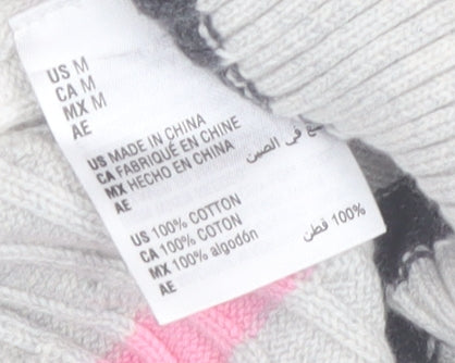 Karen Scott Women’s Multicoloured Striped V-Neck Cotton Jumper Size 12