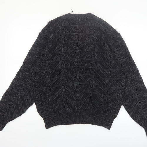 Jack Nicklaus Men Black Wool Blend V-Neck Golf Jumper L