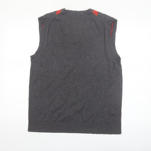 Banana Republic Men's Grey Argyle Sleeveless Vest L V-Neck Silk Blend