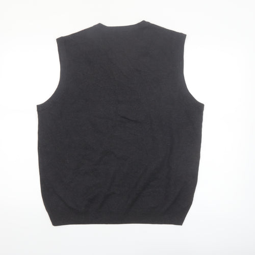 AXIST Men's Grey Argyle Sleeveless Knit V-Neck Vest Jumper Size L