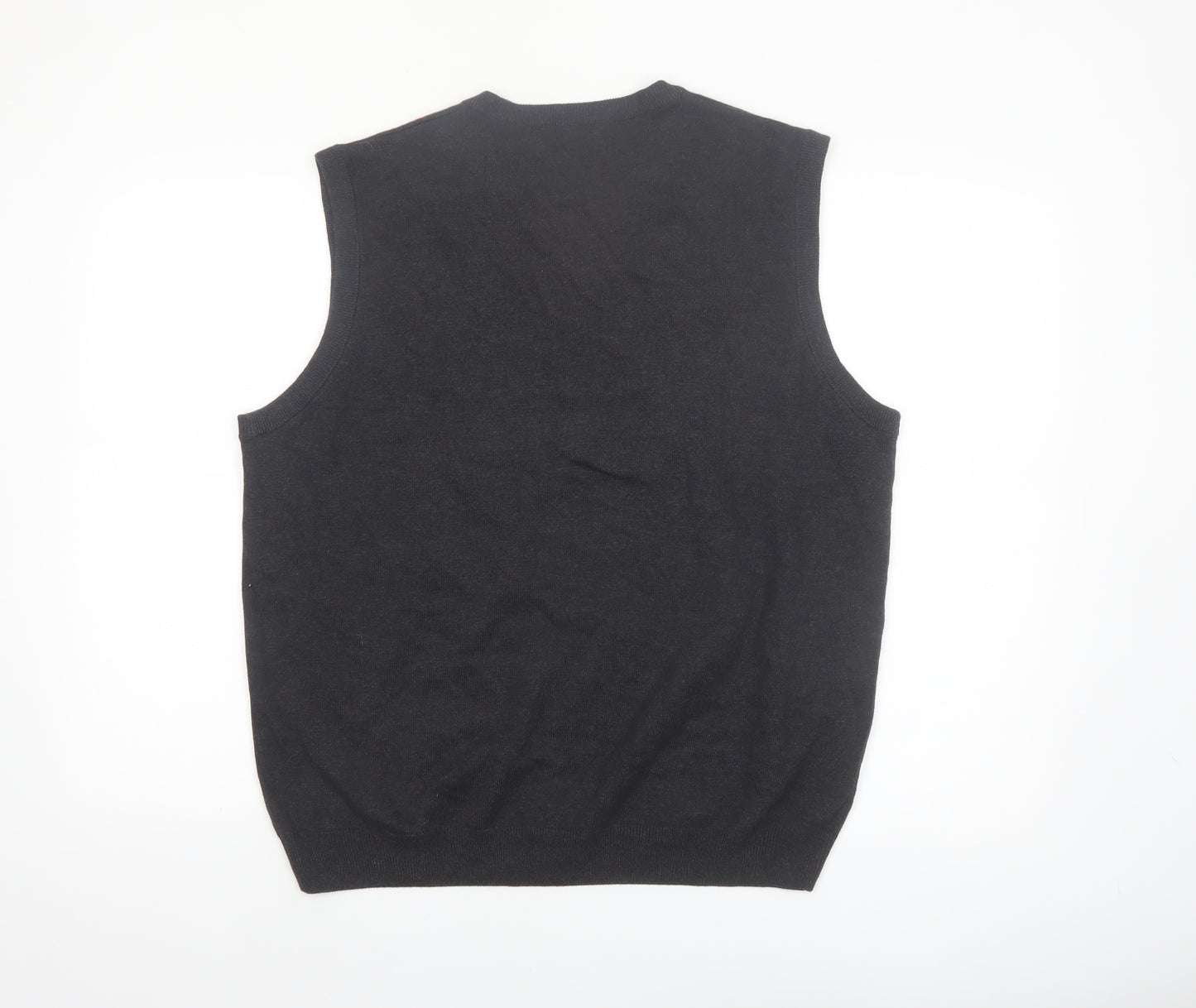 AXIST Men's Grey Argyle Sleeveless Knit V-Neck Vest Jumper Size L