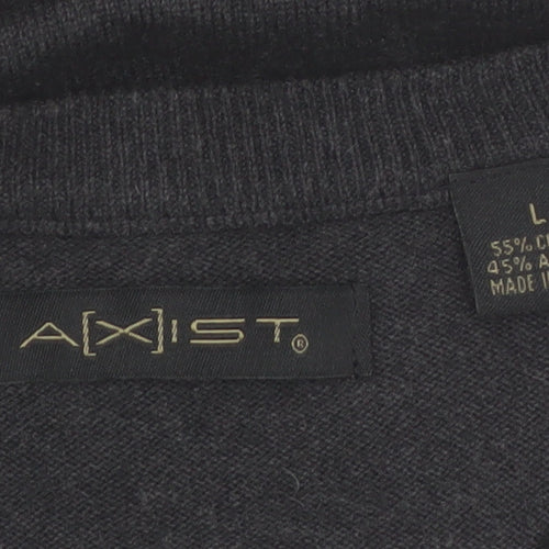 AXIST Men's Grey Argyle Sleeveless Knit V-Neck Vest Jumper Size L
