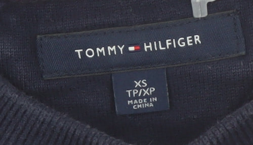 Tommy Hilfiger Men's Red & Navy Striped Cotton Pullover Jumper XS