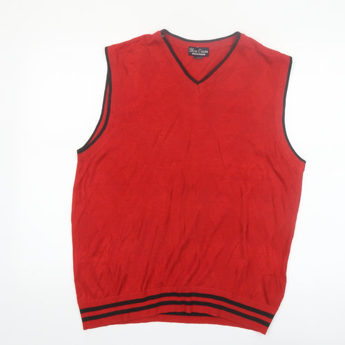 Blue Ocean Men's Red V-Neck Sleeveless Knit Vest Jumper L