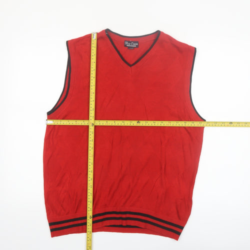 Blue Ocean Men's Red V-Neck Sleeveless Knit Vest Jumper L