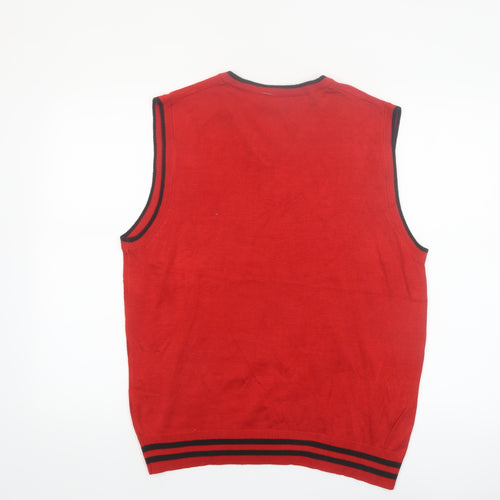 Blue Ocean Men's Red V-Neck Sleeveless Knit Vest Jumper L