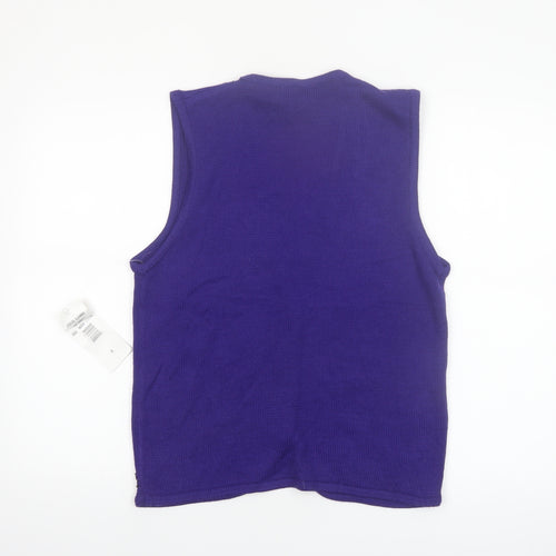 Koret Womens Purple Knit Embroidered Vest Small Wool Blend