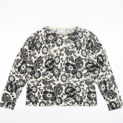 Moonlight Bay Womens Black Floral Crew Neck Knit Jumper M