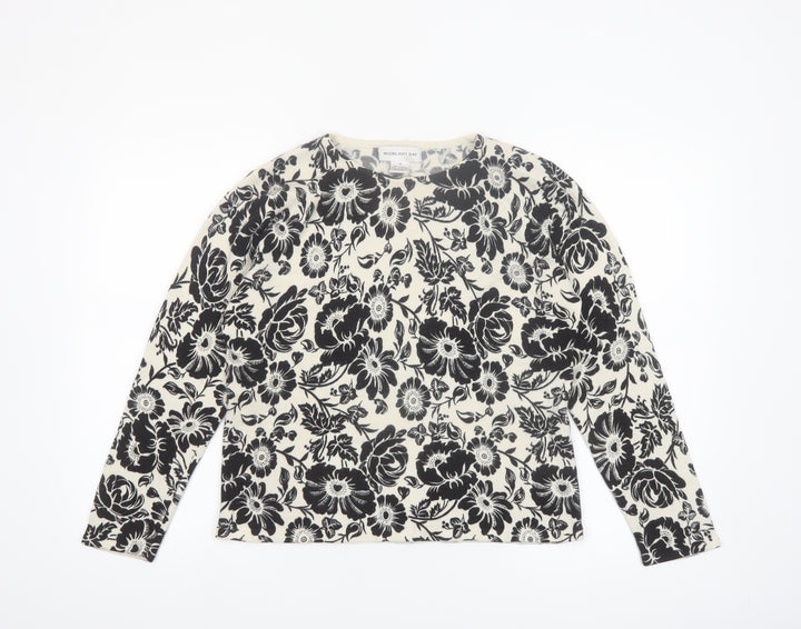 Moonlight Bay Womens Black Floral Crew Neck Knit Jumper M