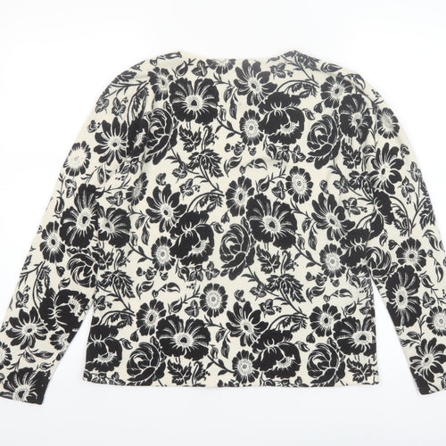 Moonlight Bay Womens Black Floral Crew Neck Knit Jumper M