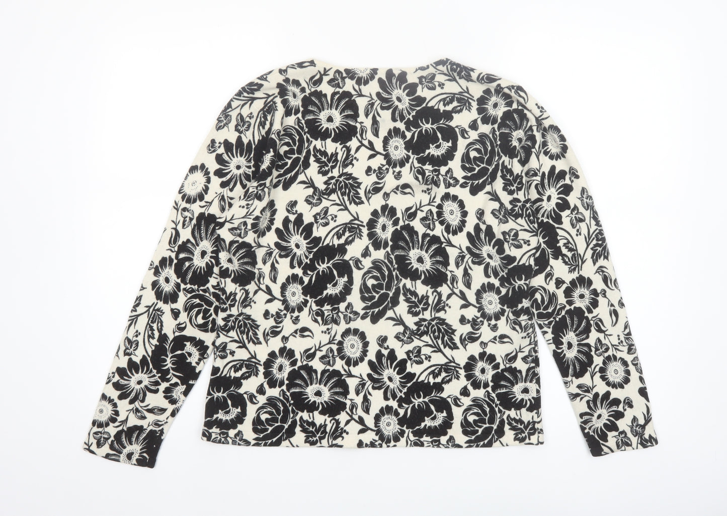 Moonlight Bay Womens Black Floral Crew Neck Knit Jumper M