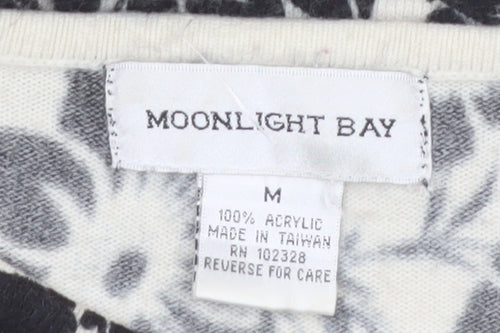 Moonlight Bay Womens Black Floral Crew Neck Knit Jumper M